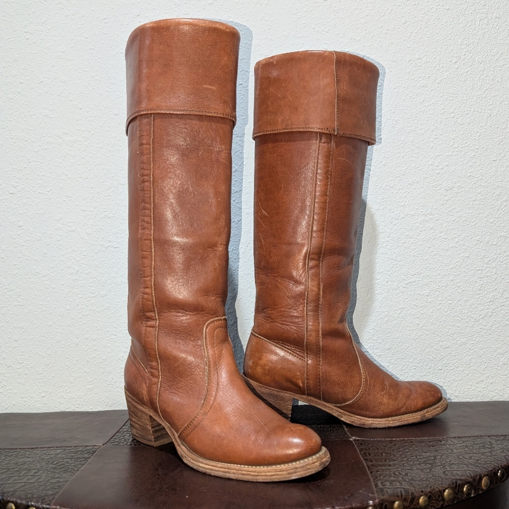 FRYE True Vintage Campus Tall Cuff Brown Boot size 7.5 - Picture 13 of 14